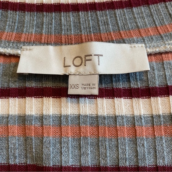 Loft Stripe Ribbed Button Down Long Sleeve Duster Cardigan Dress Size XXS - Picture 15 of 16